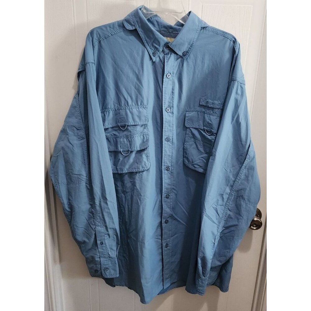 Gander Mountain Blue 2XLT Vented Button‎ Down Fishing LS Shirt UV Sun Protection